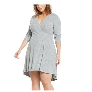 Torrid Gray Knit Faux Wrap Skater Dress 3XL NWT